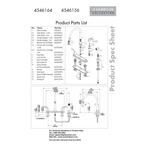 Chrome Kitchen Faucet with Side Sprayer A7488