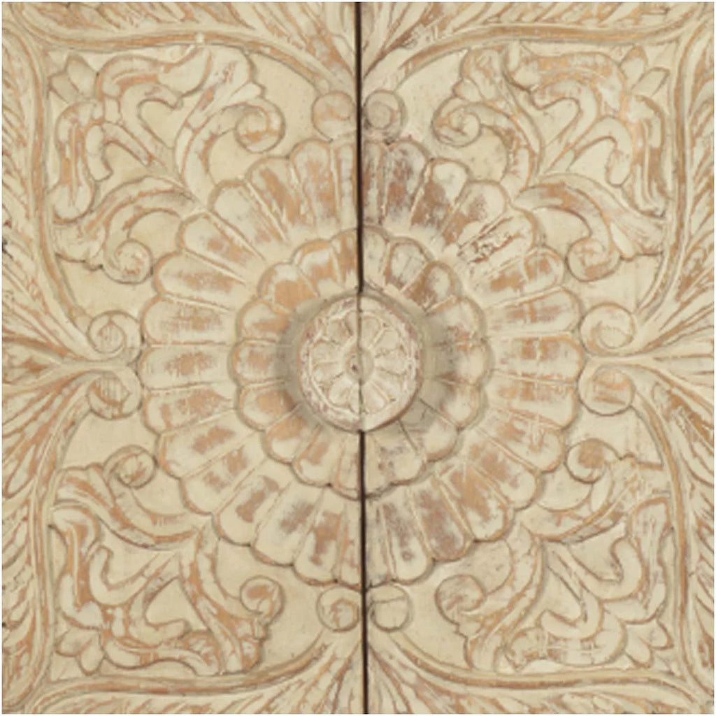 Solid Wood Distressed White Armoire with Shelves S631472