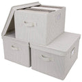 Canvas Storage Bins with Lids and Handles, 3-Pack O443