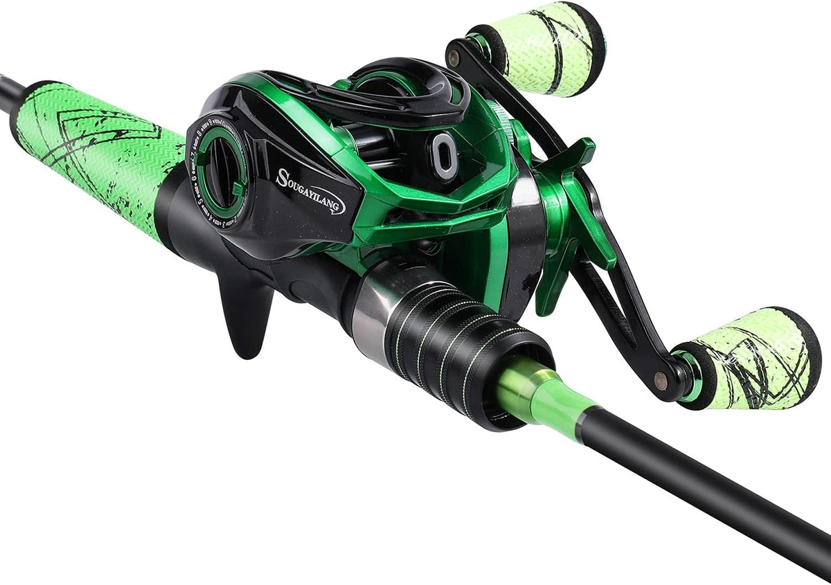 Medium Fast Baitcasting Fishing Rod and Reel Combo, 24-Ton Carbon Fiber 2 Pieces J8353