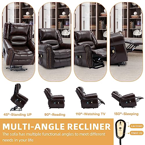 Dark Brown Electric Power Lift Recliner Sofa with Massage and Heat H420548
