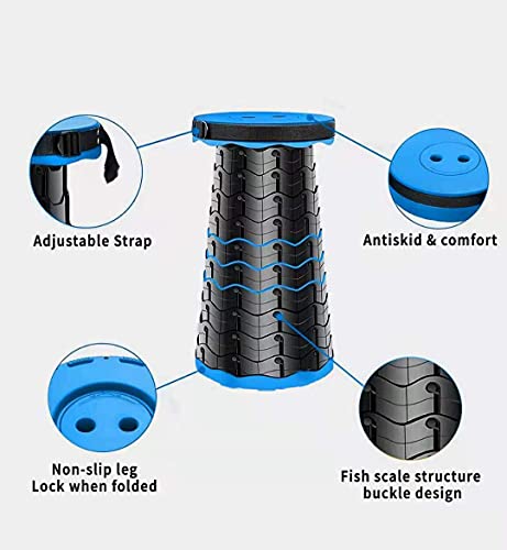 Portable Telescopic Folding Stool with Load Capacity 400lbs (BLUE) K231