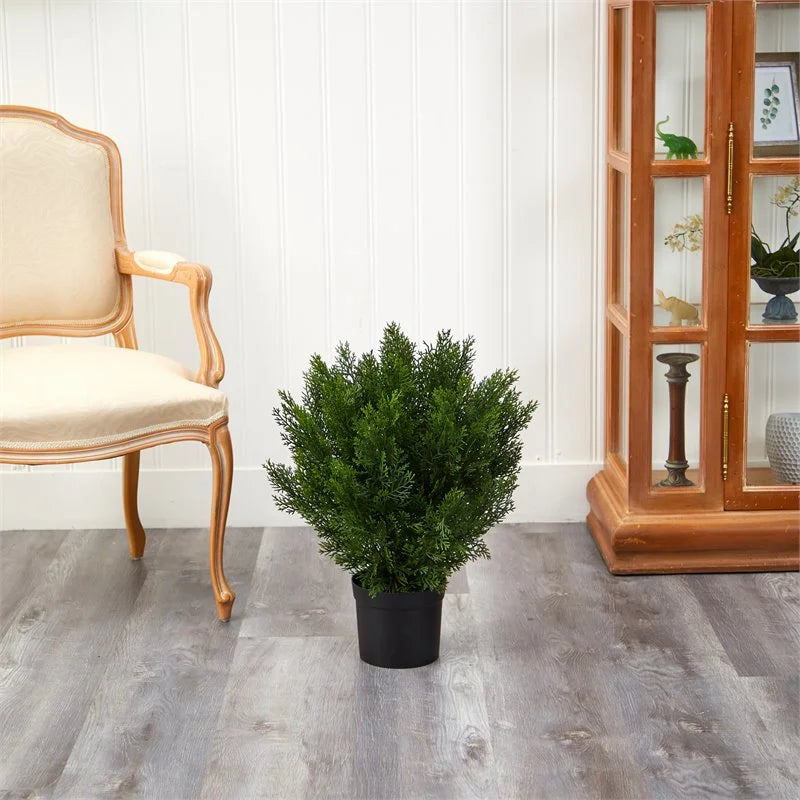 2'H Artificial Cedar Bush With Pot, Green/Black S224