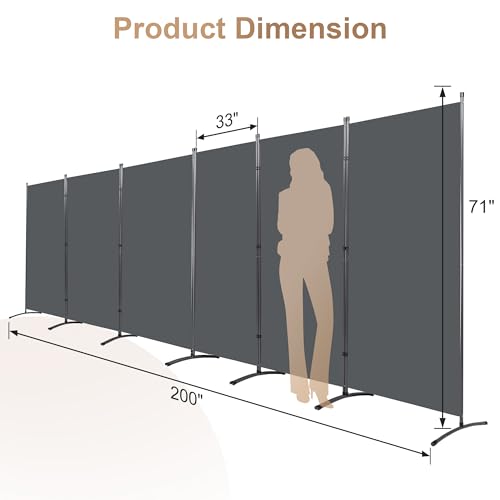 Black 6 Panel Folding Room Divider K3684