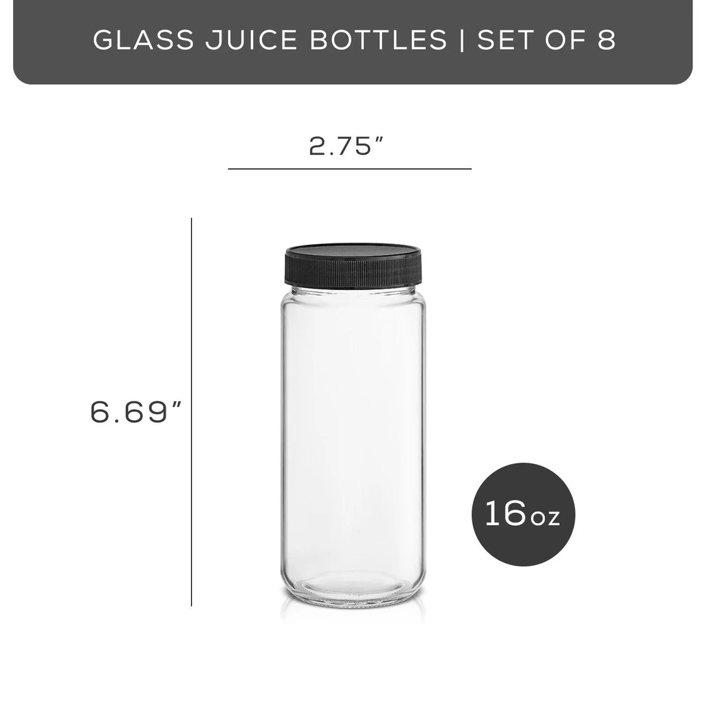 Set of 8 Glass Juice Bottles with BPA Free Lids M9257