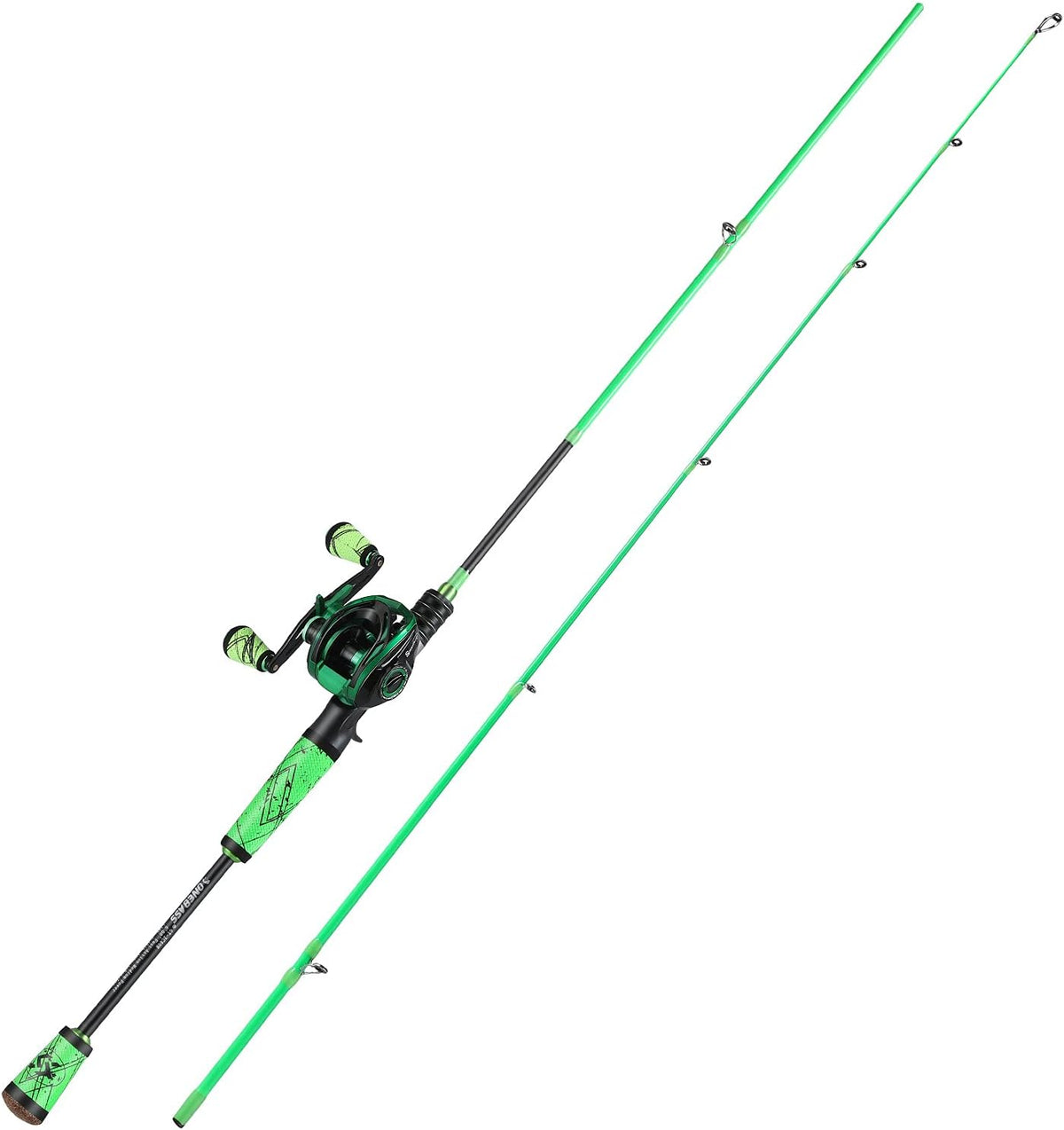 Medium Fast Baitcasting Fishing Rod and Reel Combo, 24-Ton Carbon Fiber 2 Pieces J8353