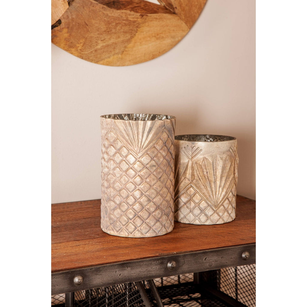 Set of 3 Cylindrical Glass Candle Holders Z77818