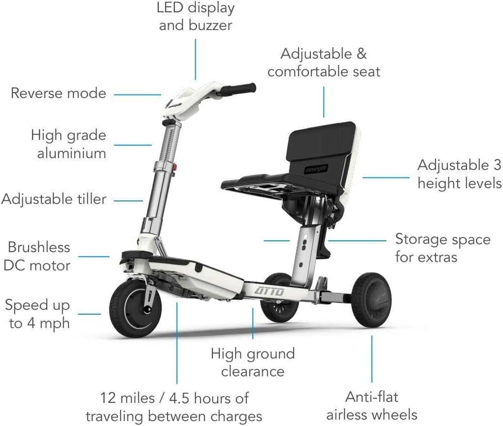 White Folding Mobility Scooter with Extended Range Battery N397202