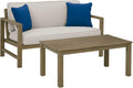 Beige Eucalyptus Patio Loveseat with Table Y7668