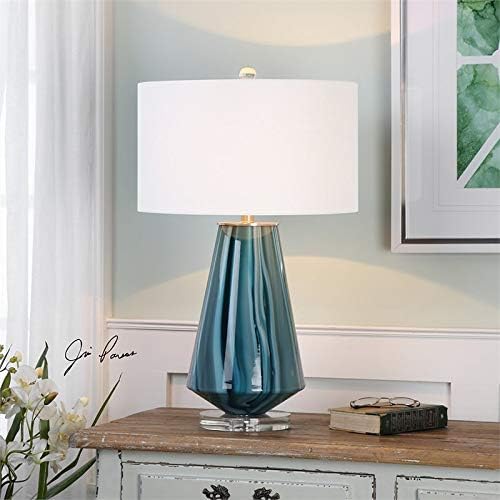 Teal Gray Glass Table Lamp U87423