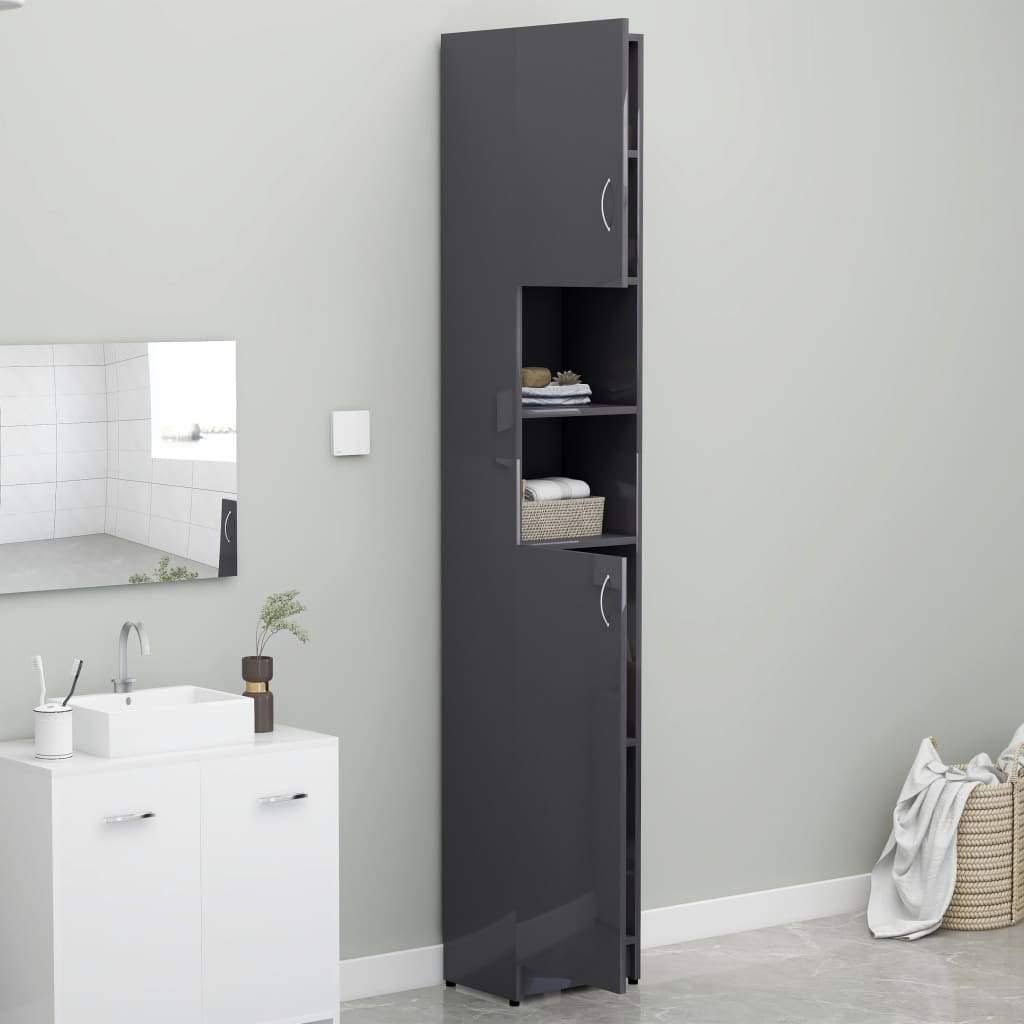Bathroom Cabinet High Gloss Gray Chipboard Z513477