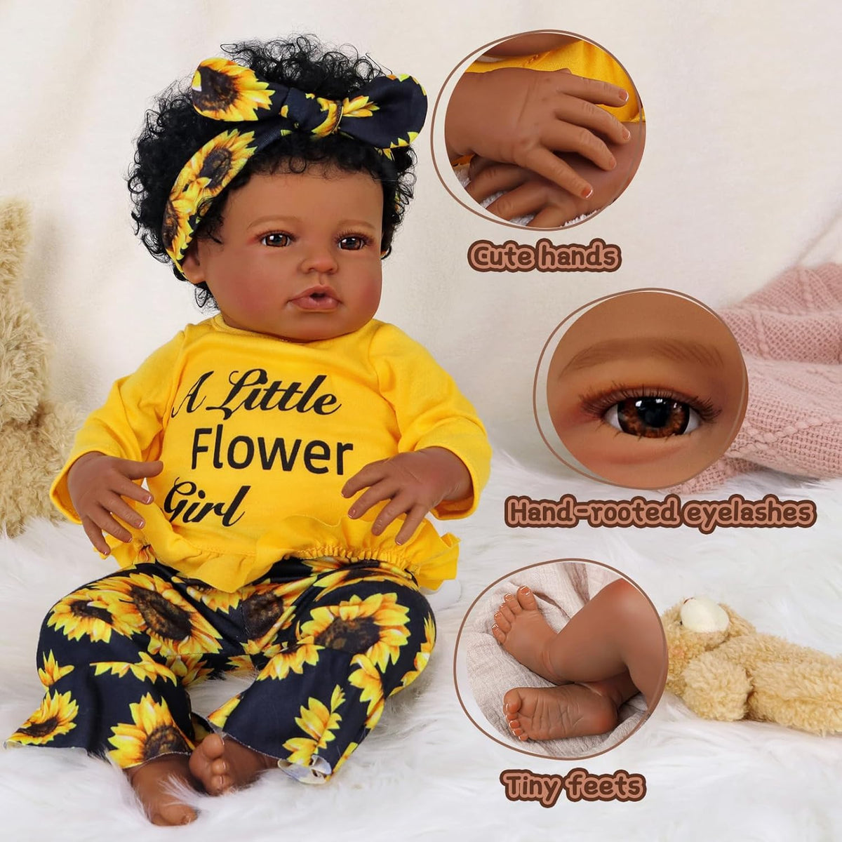20 Inch Black Soft Vinyl Reborn Baby Doll O149