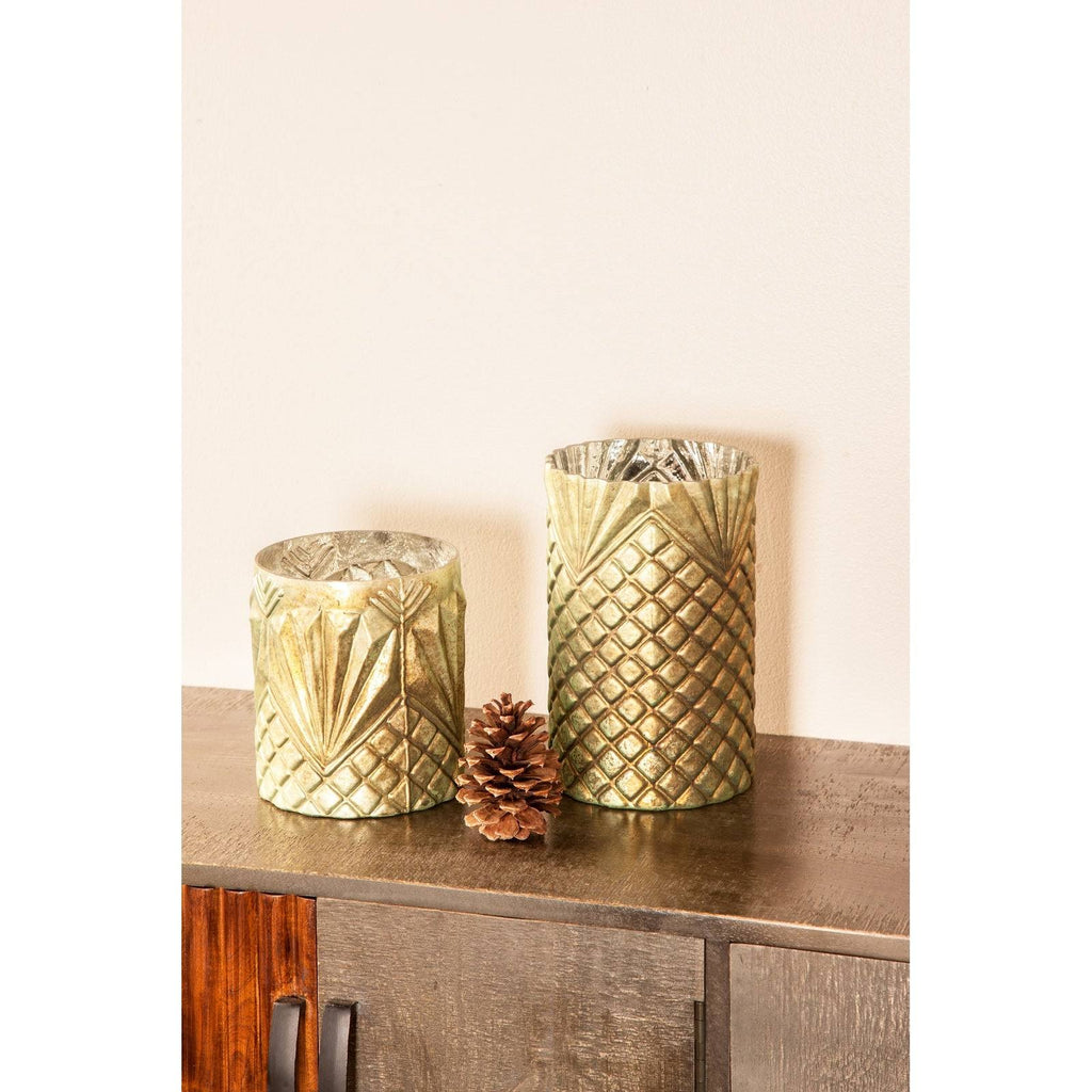 Set of 3 Cylindrical Glass Candle Holders Z77818