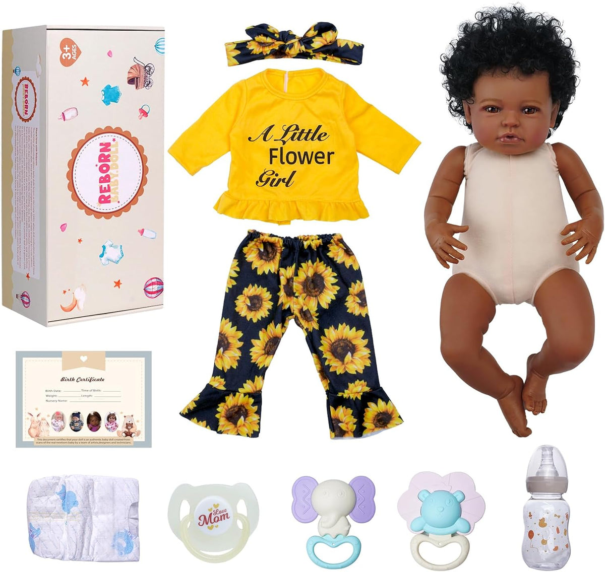 20 Inch Black Soft Vinyl Reborn Baby Doll O149