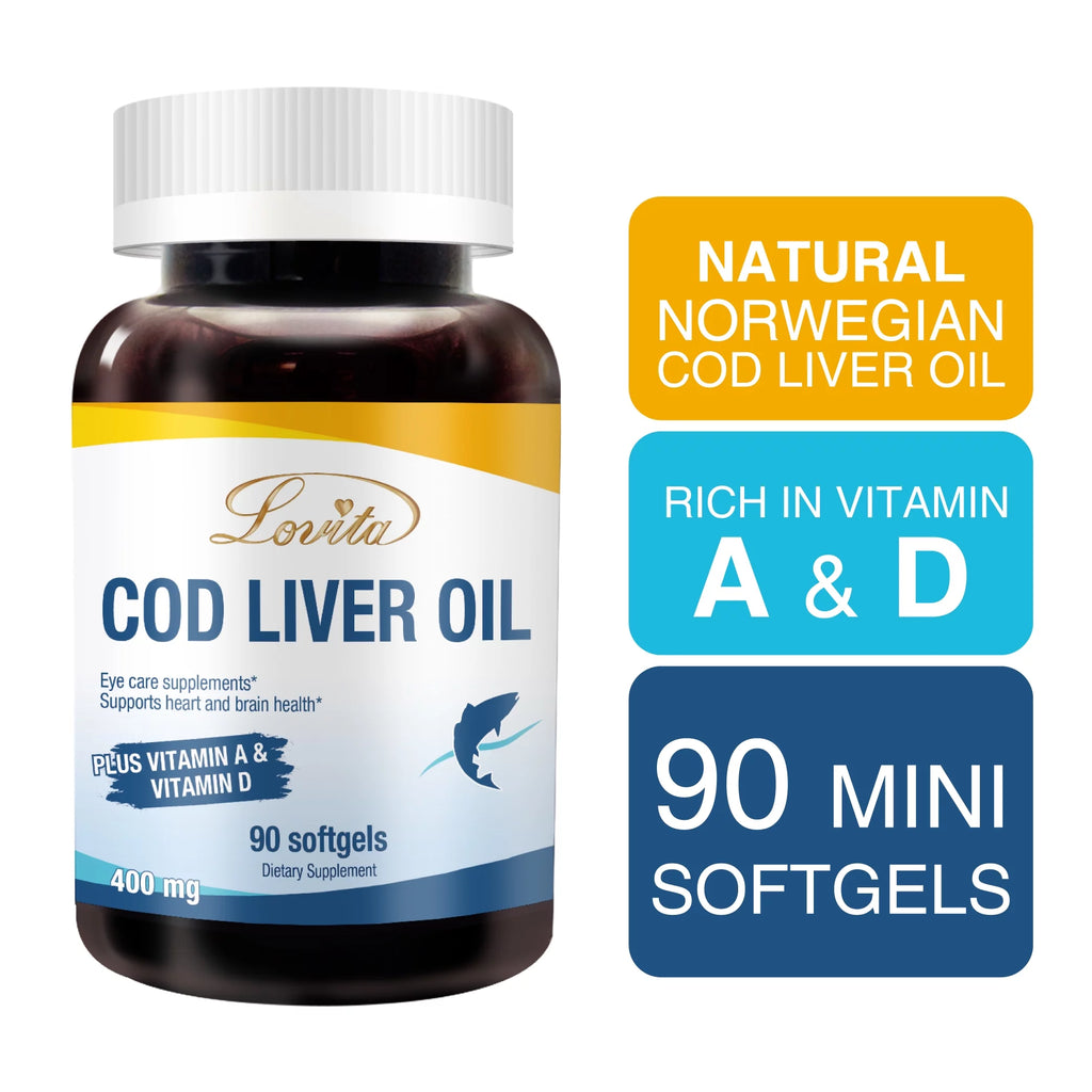 Cod Liver Oil 400 mg Omega 3 with Vitamin A & Vitamin D3 90 Softgels (Pack of 3) T356759