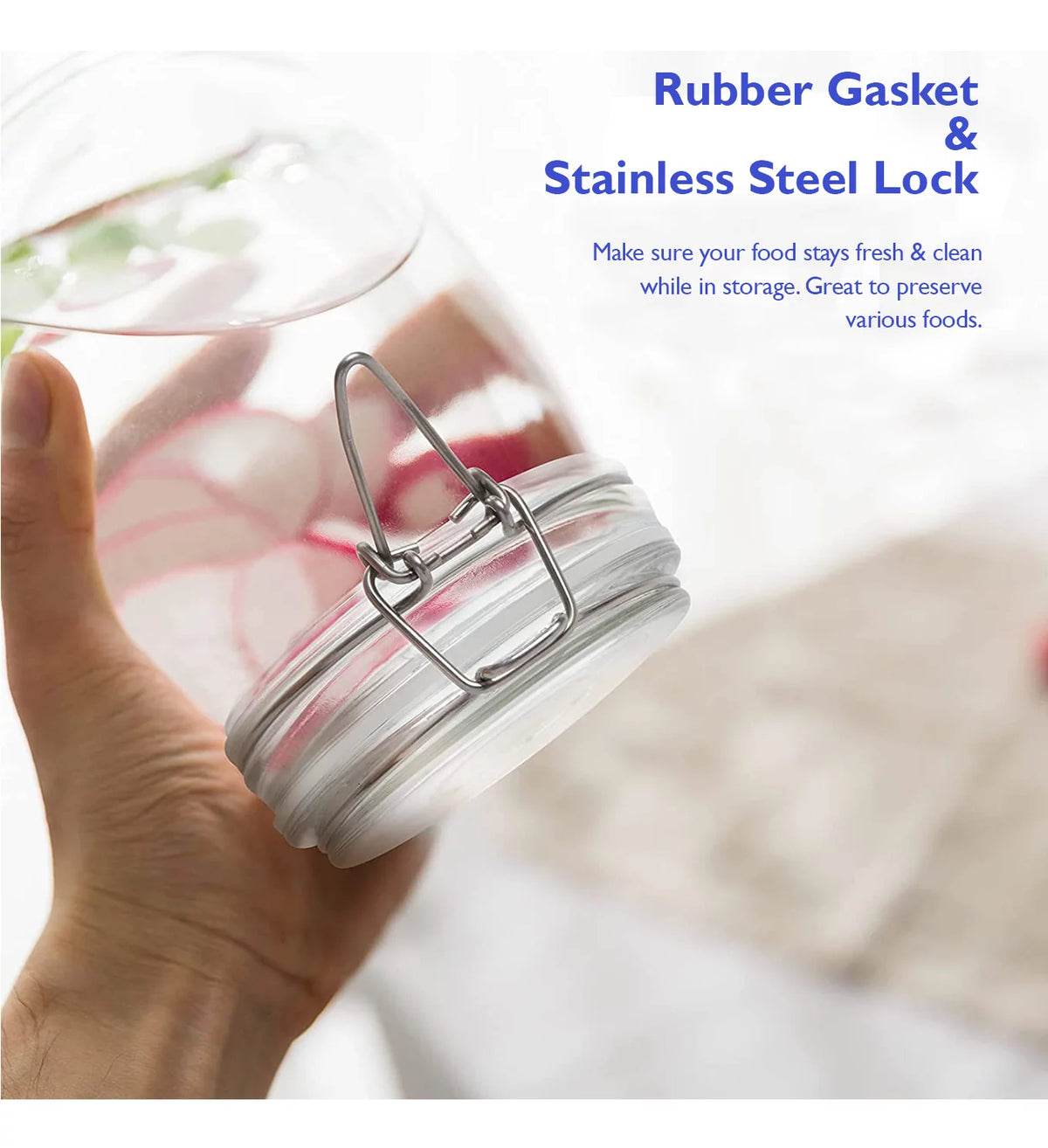 34oz Glass Jars with Airtight Lids, Wide Mouth Mason Jars, 4 Pack G53572