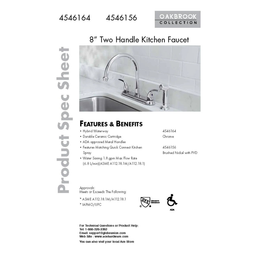 Chrome Kitchen Faucet with Side Sprayer A7488