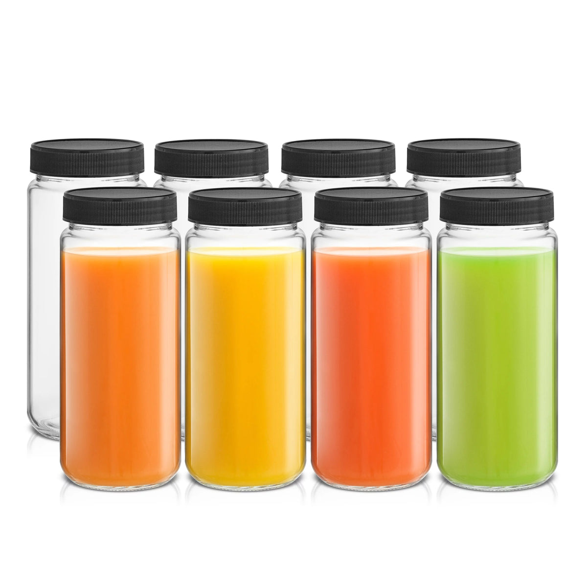 Set of 8 Glass Juice Bottles with BPA Free Lids M9257