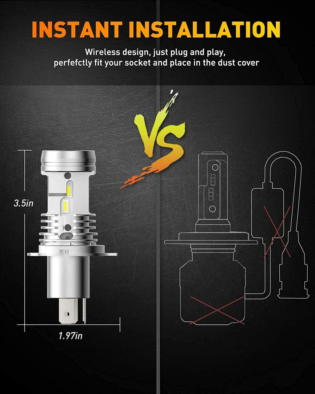9003 H4 LED Bulbs Hi/Lo Beam 15000 Lumens Pack of 2 C943786