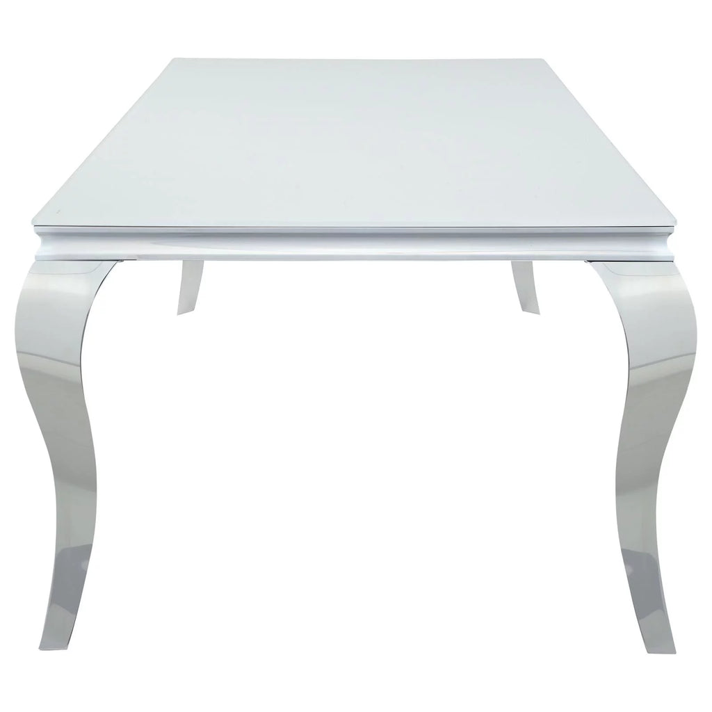 Rectangular Glass Top Dining Table White and Chrome I2643