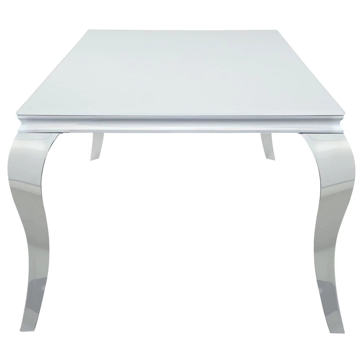 Rectangular Glass Top Dining Table White and Chrome I2643