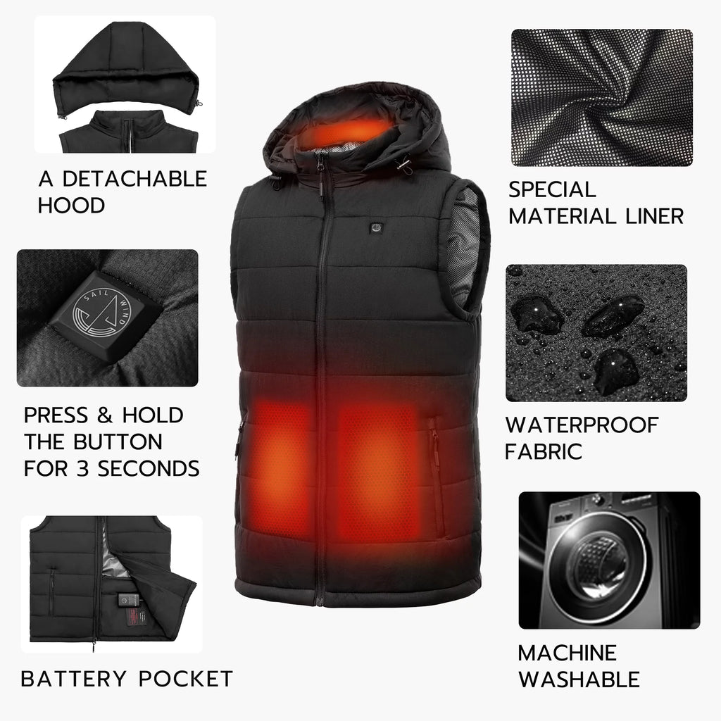 Lightweight Heated Vest with Removable Hood N843
