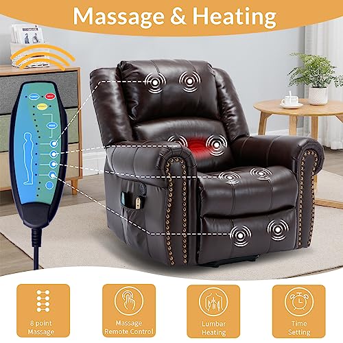 Dark Brown Electric Power Lift Recliner Sofa with Massage and Heat H420548