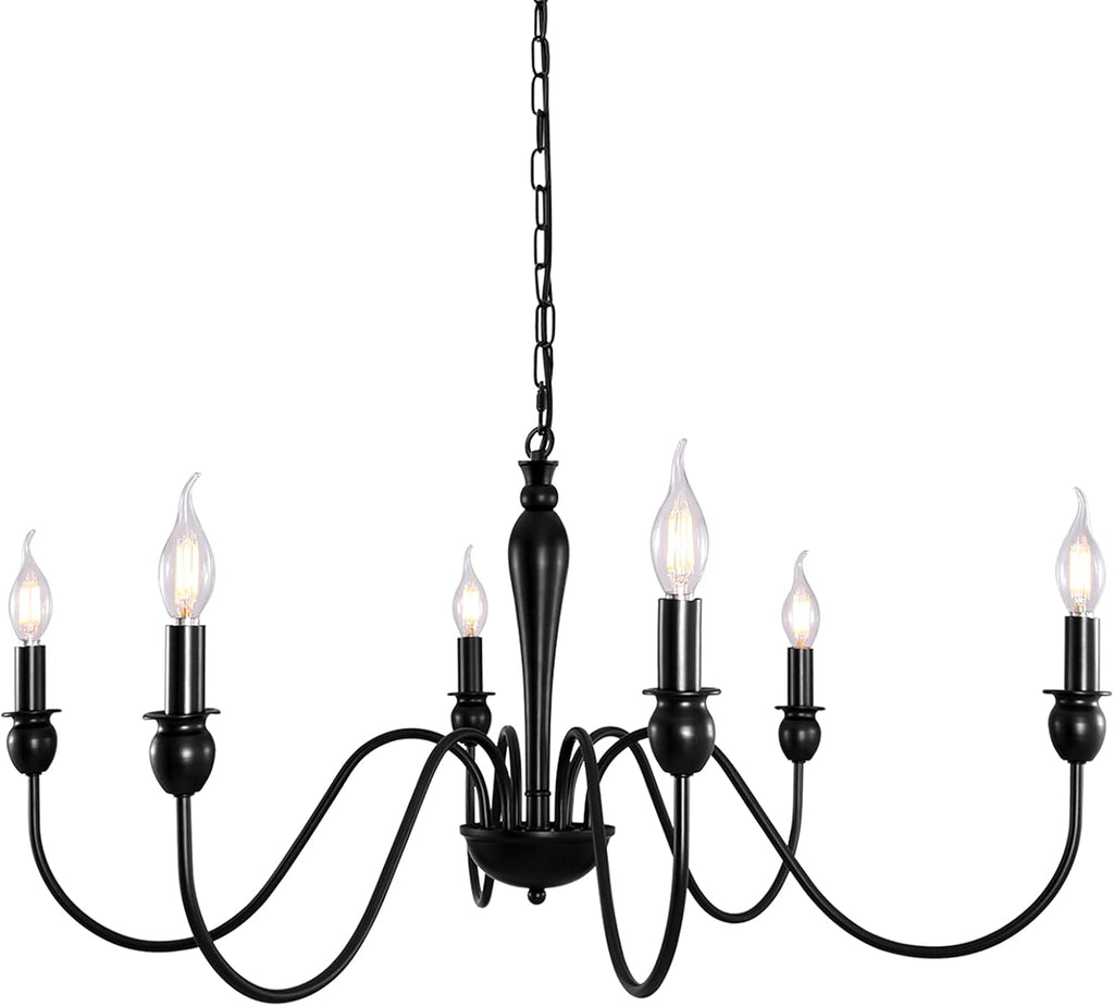 Black 8-Light Candle Chandelier Ceiling Light Fixture U6289