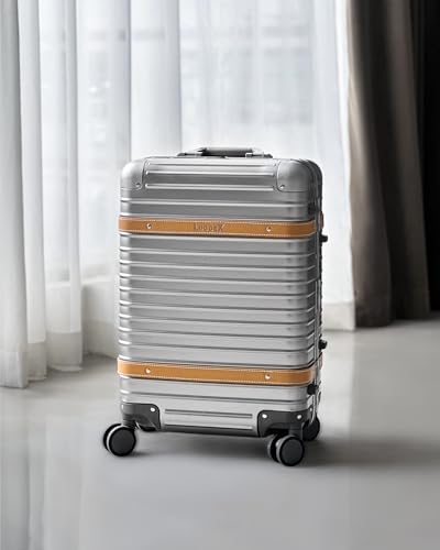 Silver 20 Inch All Aluminum Carry On Luggage with Wheels Z104935