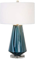 Teal Gray Glass Table Lamp U87423