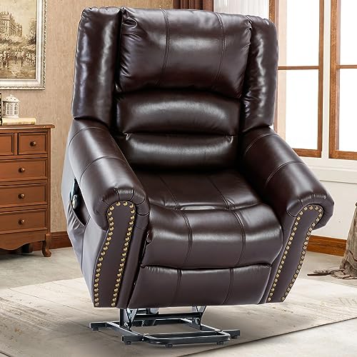 Dark Brown Electric Power Lift Recliner Sofa with Massage and Heat H420548