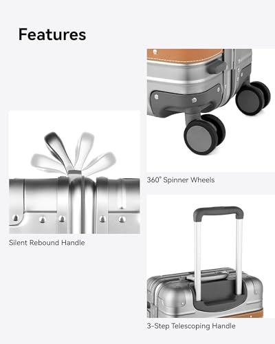 Silver 20 Inch All Aluminum Carry On Luggage with Wheels Z104935