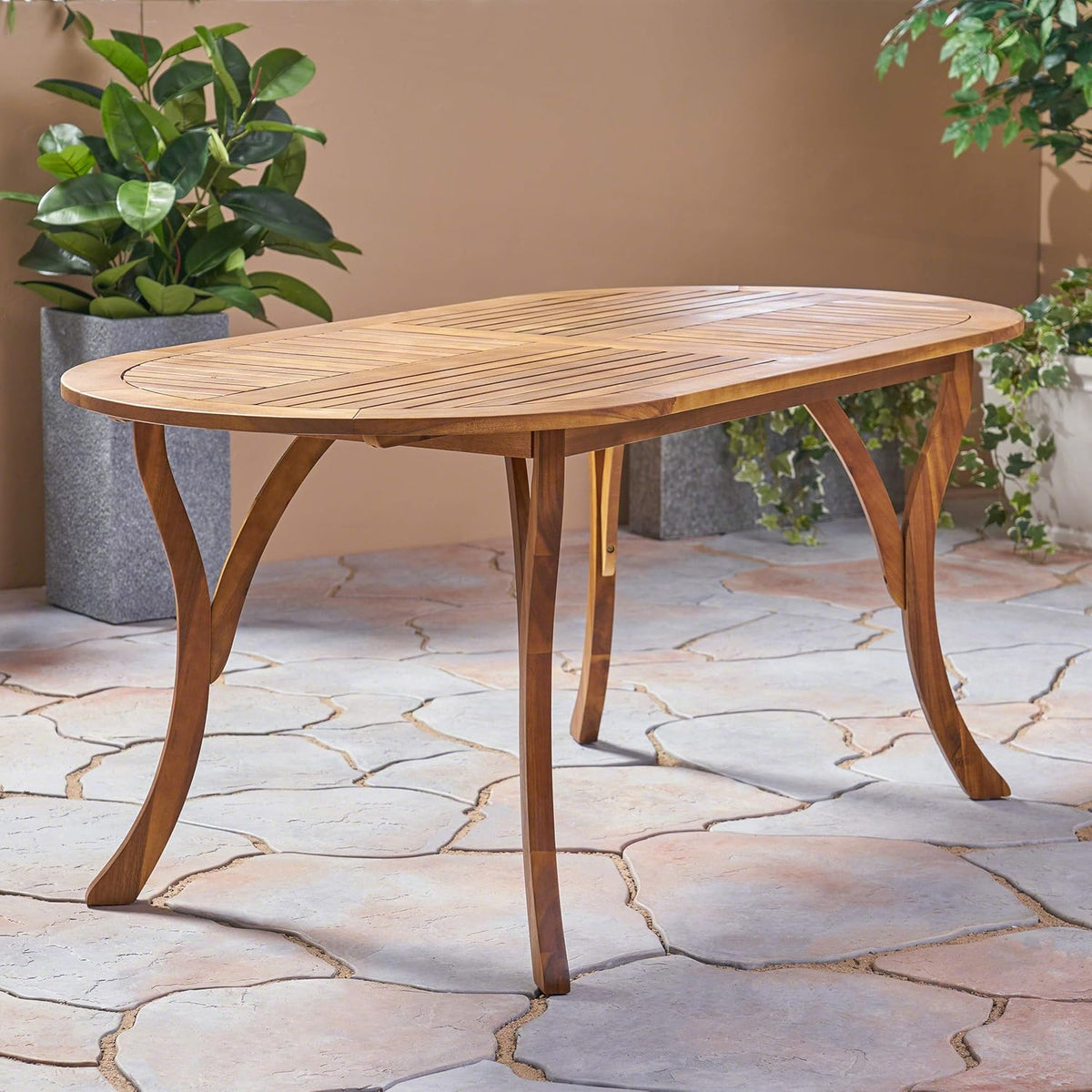 Teak Acacia Wood Oval Dining Table F74845