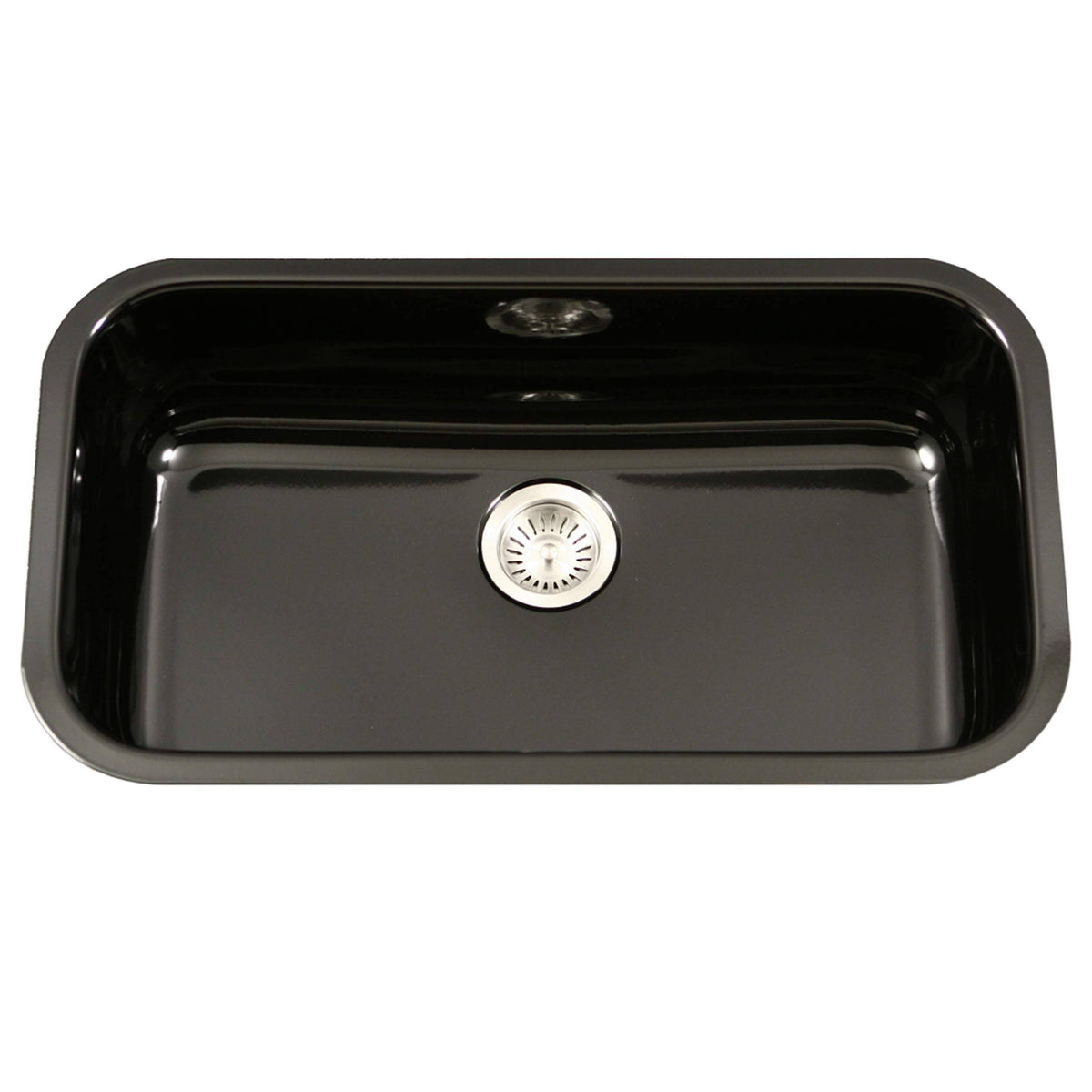 Black Porcelain Enamel Steel Undermount Single Bowl Kitchen Sink S269998