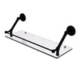 Matte Black Floating Glass Shelf with Gallery Rail - 24 inch N6055