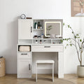 White Vanity Table with Lighted Mirror and Stool M44148