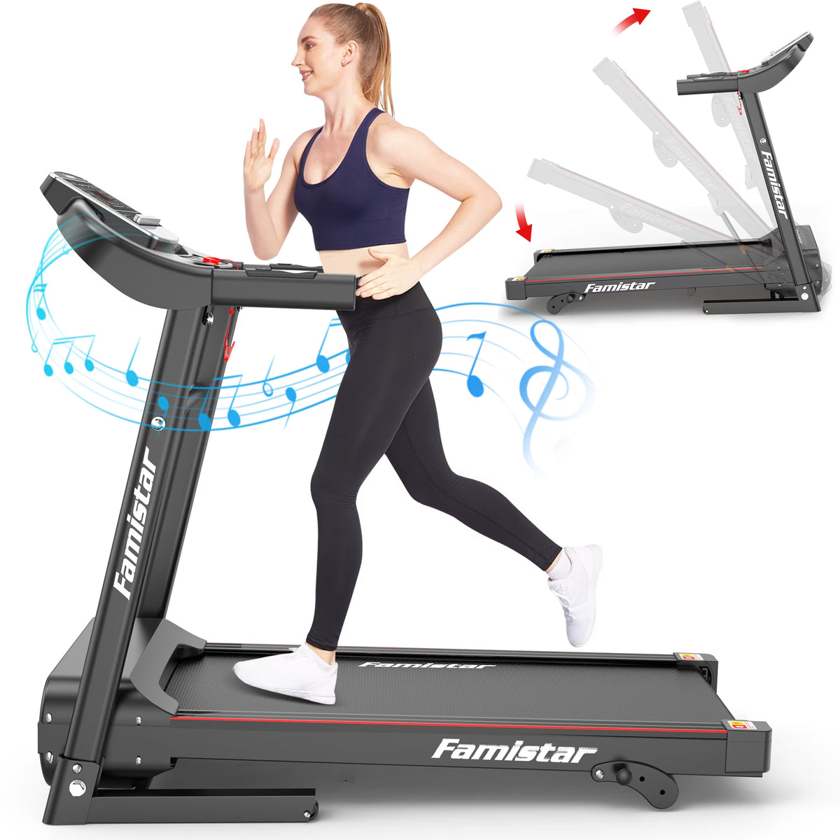 Folding Electric Treadmill with 2.5HP 3 Manual Incline E22360