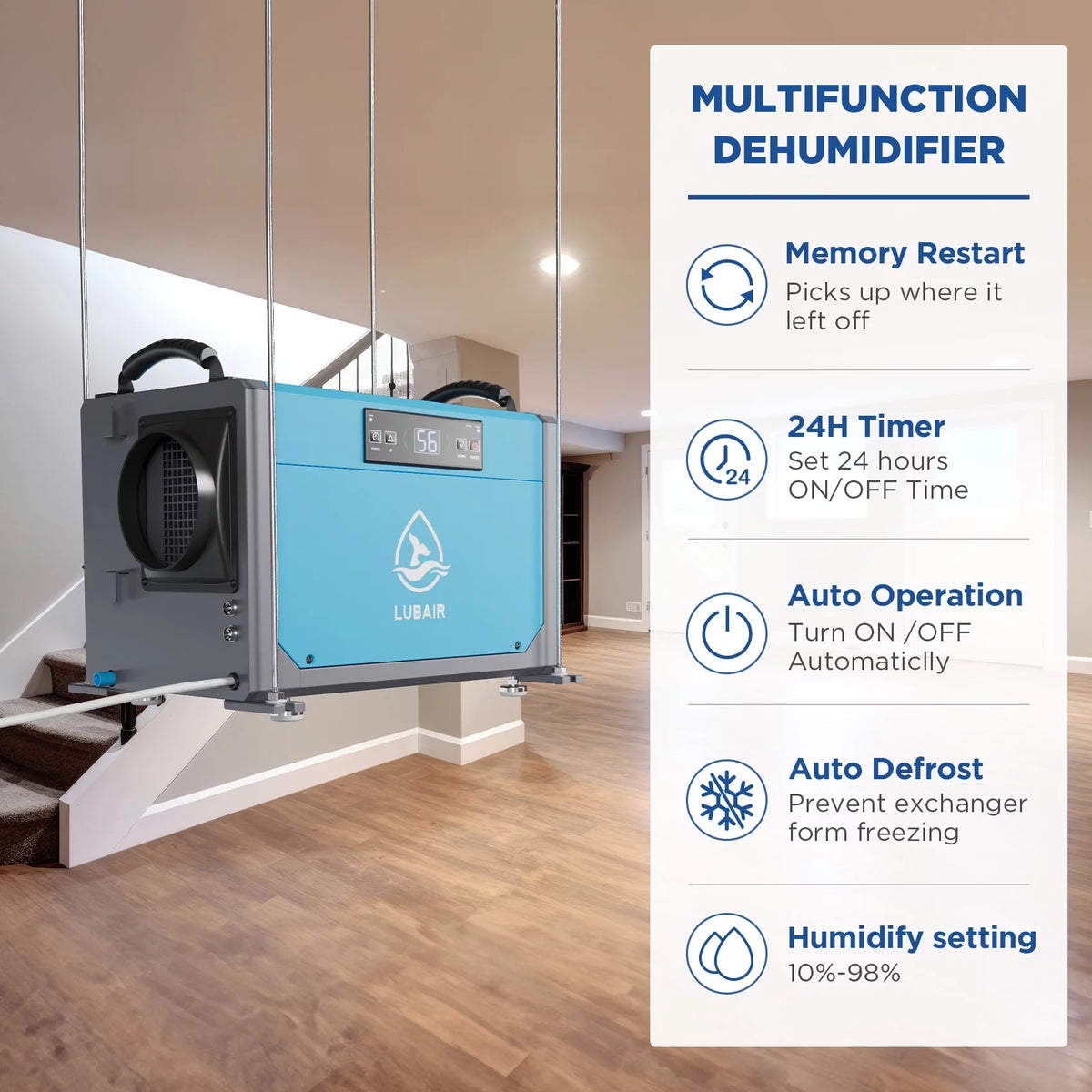 113 Pints Commercial Dehumidifier with Drain Hose Y526