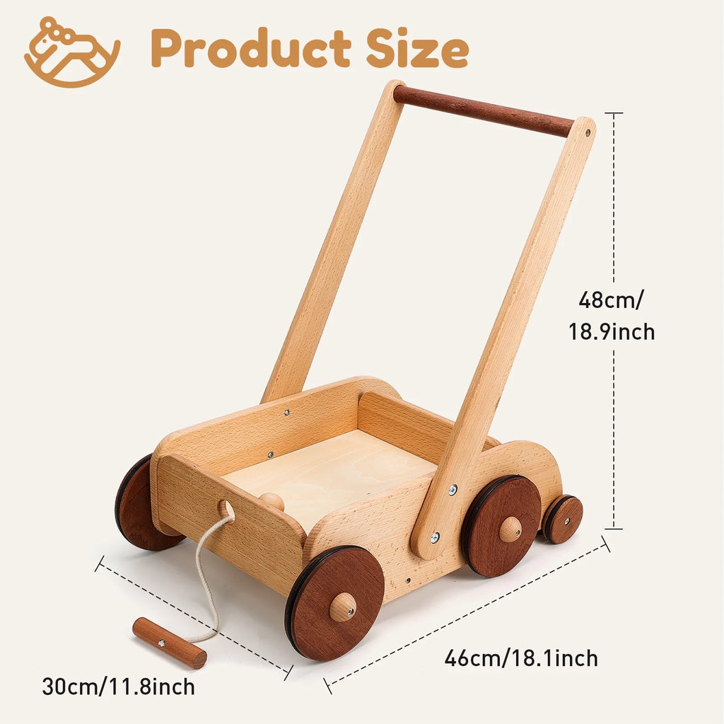Wooden Baby Walker Push and Pull Toy Wagon U618