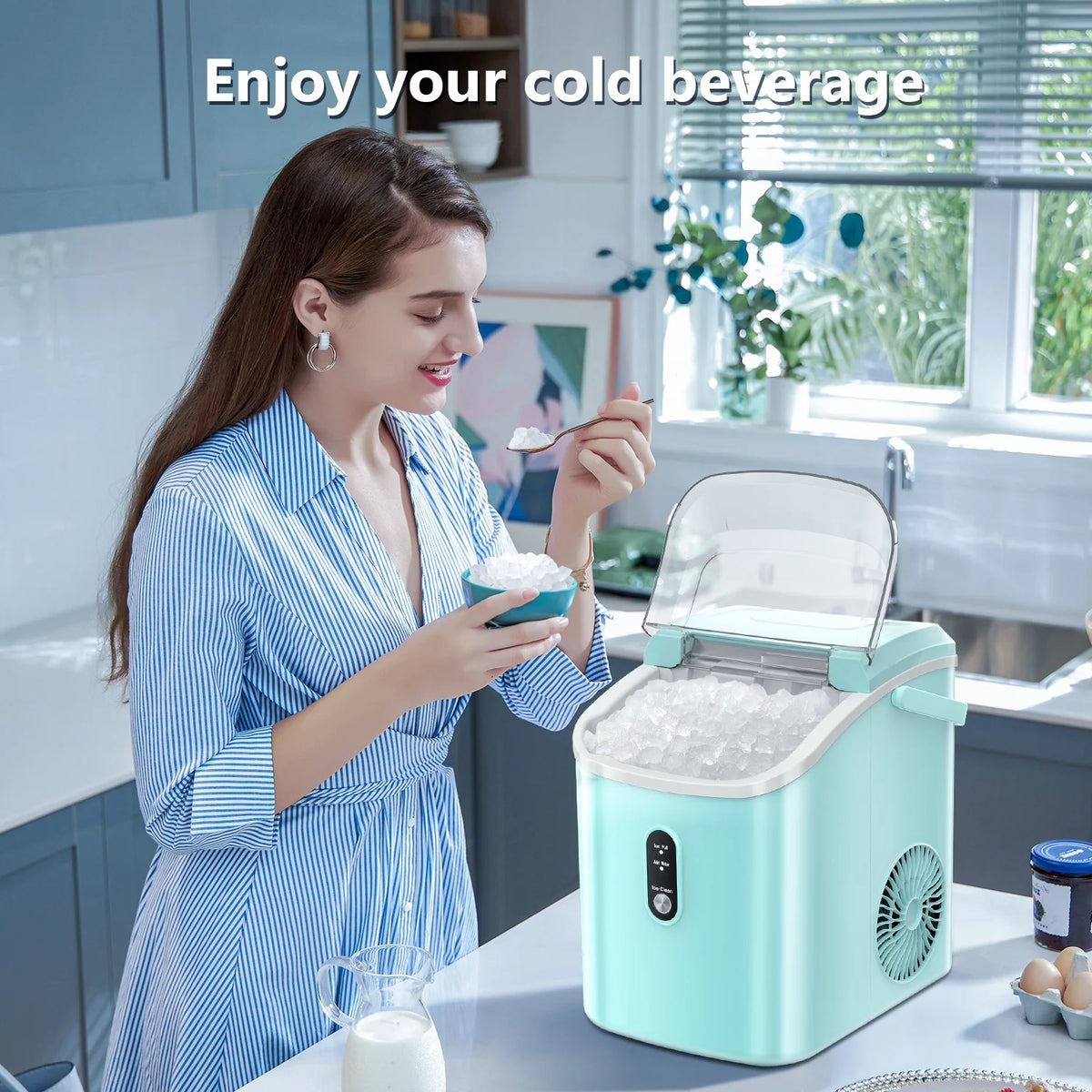 Portable Nugget Ice Maker with Self-Cleaning Function R810