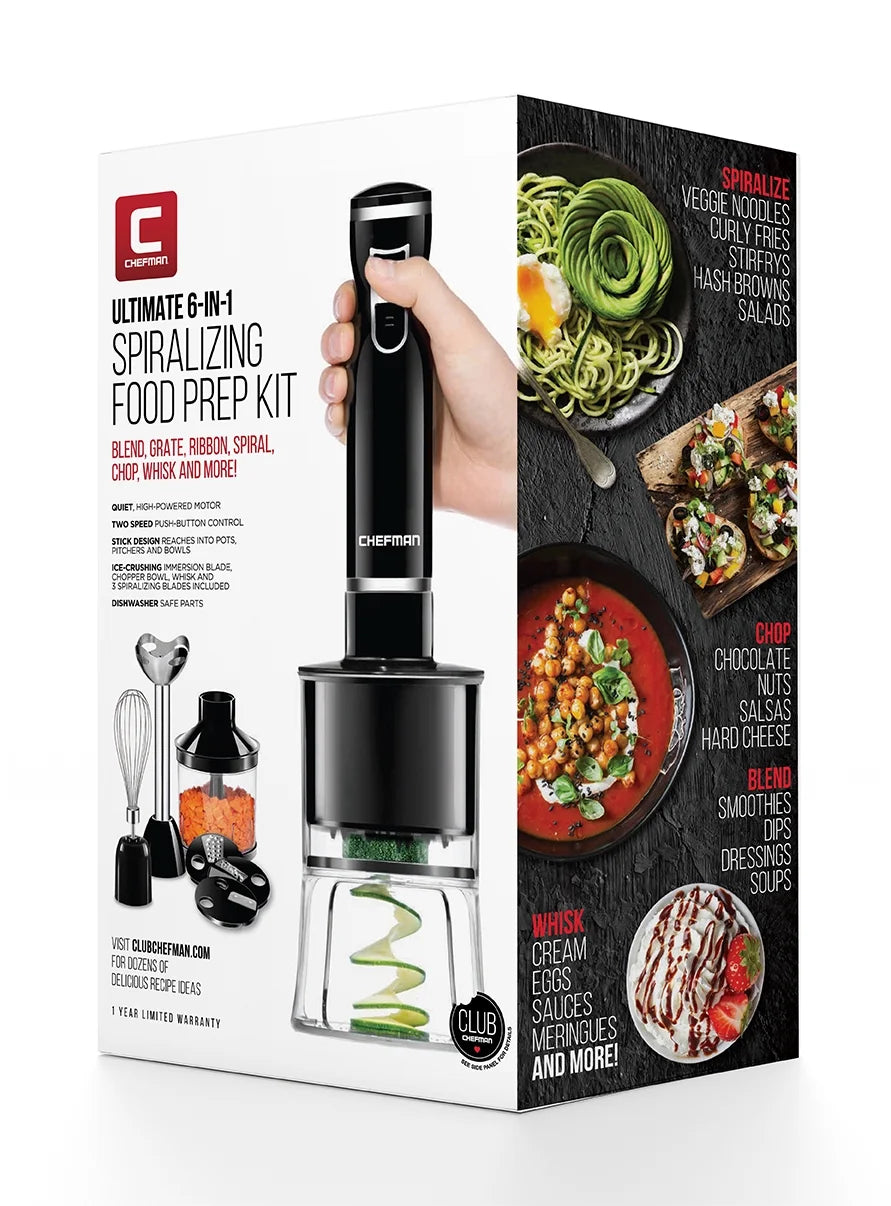 6-in-1 Electric Spiralizer & Immersion Blender, Black O4293