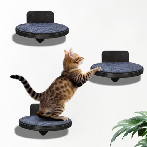 Wooden Cat Wall Shelves with 3 Steps A1295