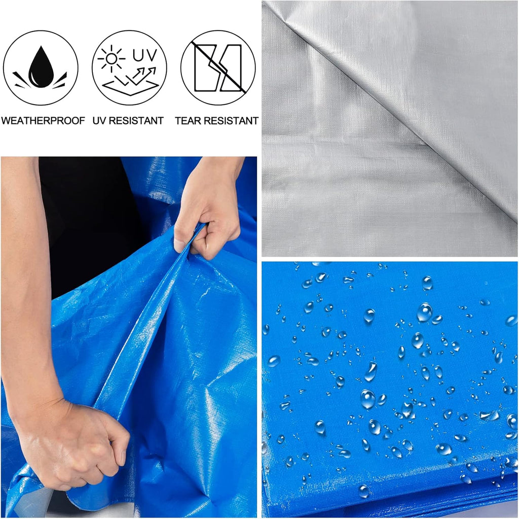 Blue 20x30 Heavy Duty Waterproof Tarpaulin with Metal Grommets D212