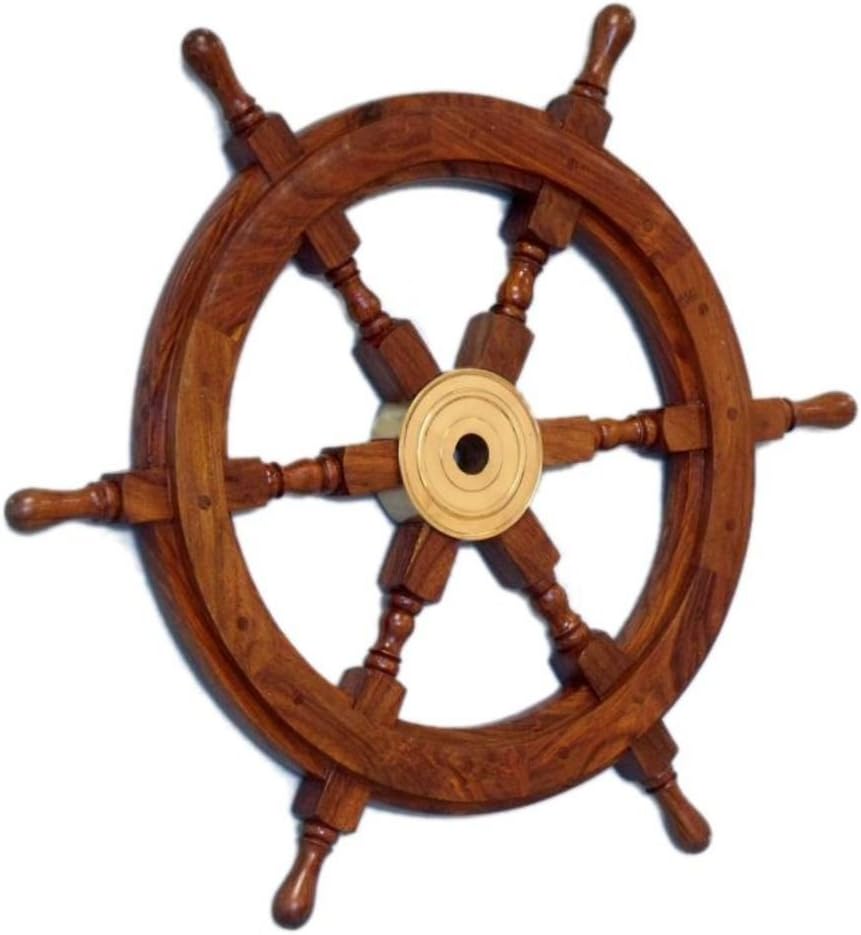 Decorative Wood and Brass Ship Wheel 24 Pack of 2 B72769