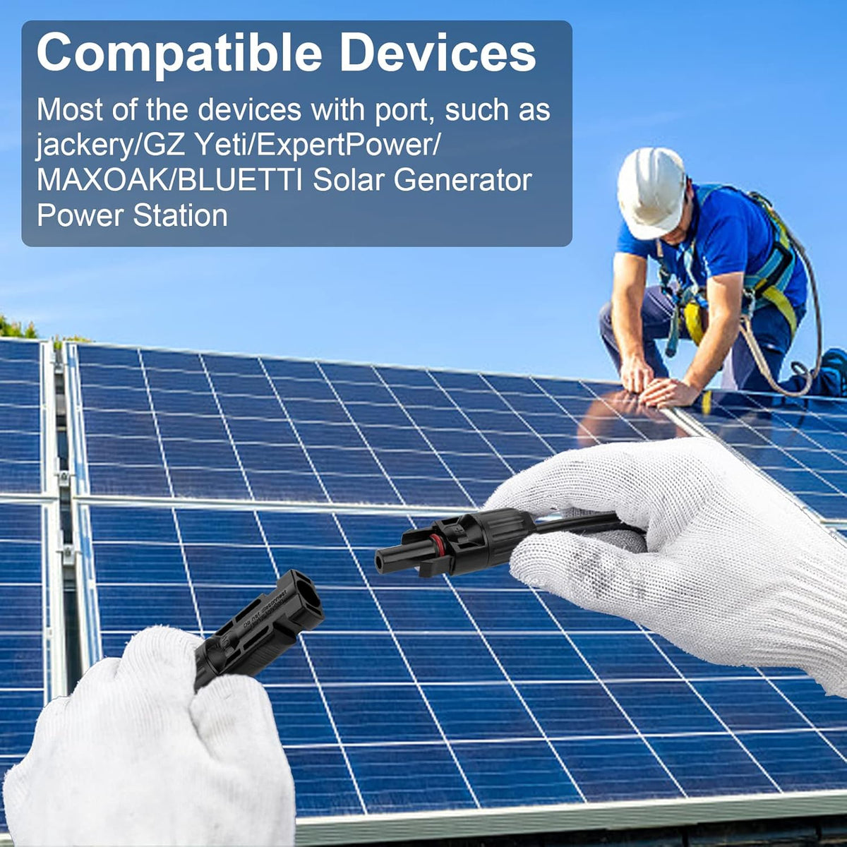 6FT 10AWG Solar Extension Cable with Female and Male Connector R550