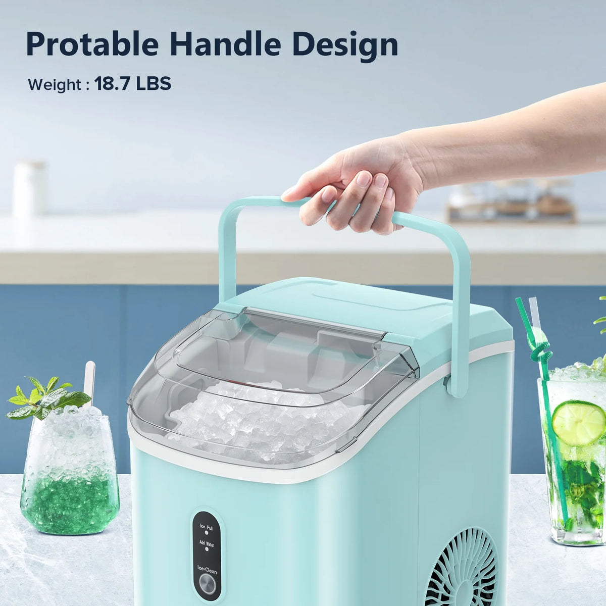 Portable Nugget Ice Maker with Self-Cleaning Function R810