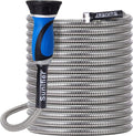 Metal Garden Hose 100 Ft Flexible Stainless Steel Water Hose with High Pressure Nozzle, Pack of 2 E187858