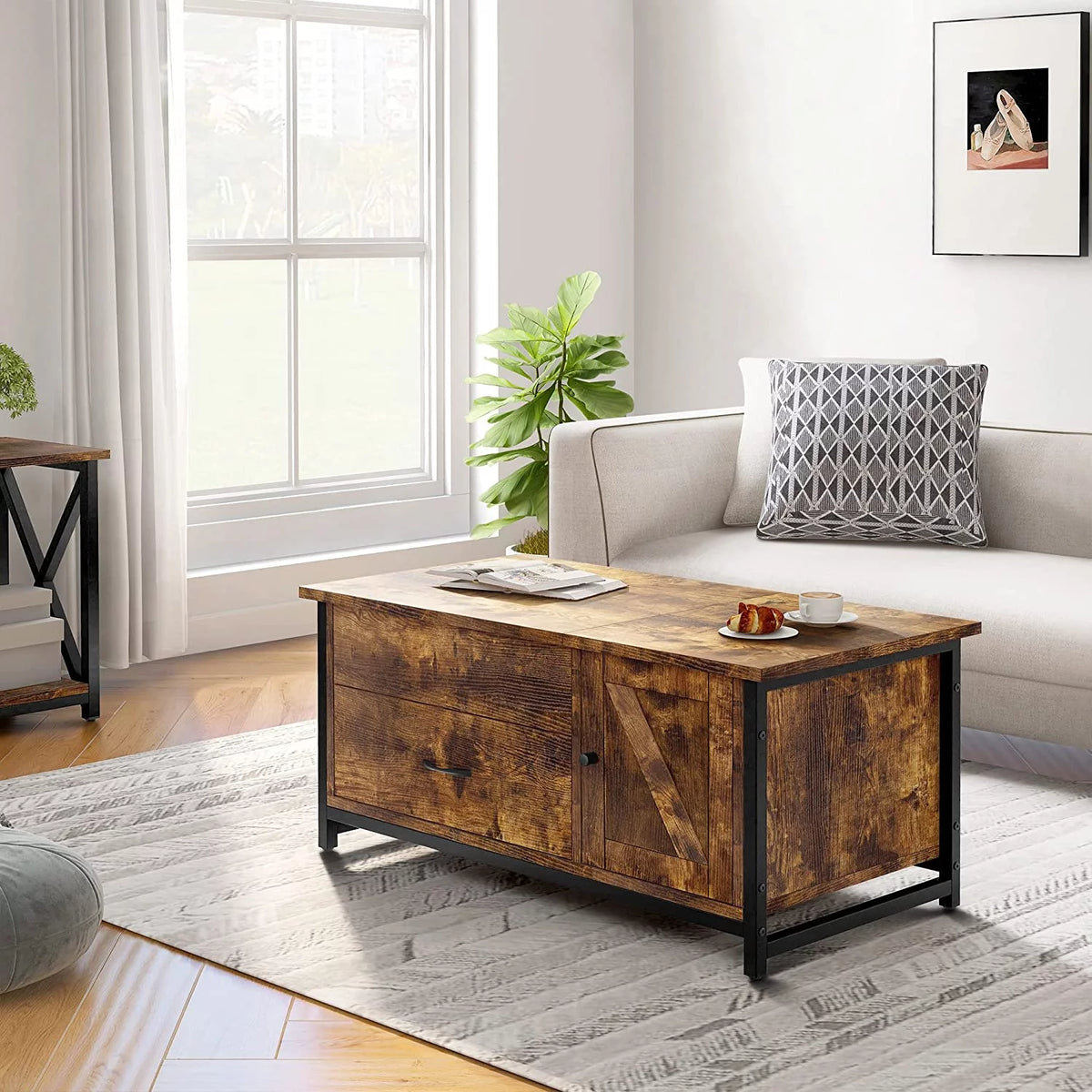 41.7" Lift Top Coffee Table with Storage Drawer Z98124