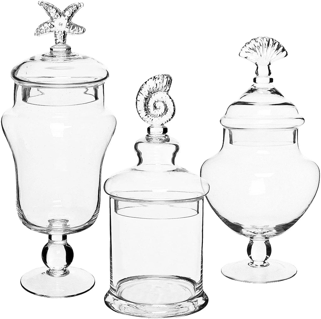 Clear Glass Set of 3 Apothecary Jars D35791