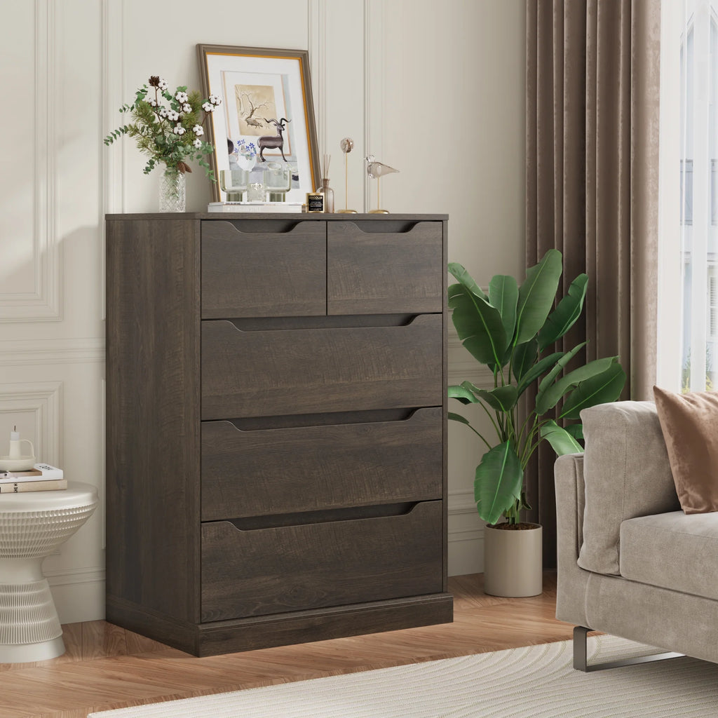 White 5 Drawer Wood Dresser A721441